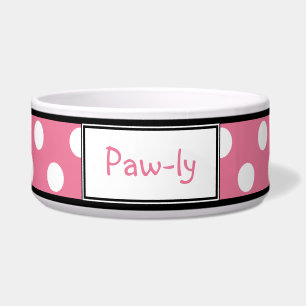 Tigela Bacia personalizada rosa do cão das bolinhas