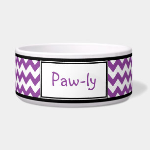 Tigela Bacia roxa & branco personalizada de Chevron do