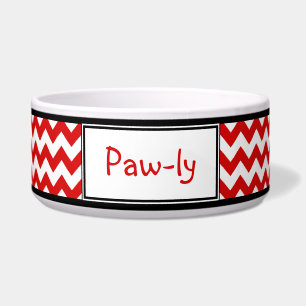 Tigela Bacia vermelha & branco personalizada de Chevron