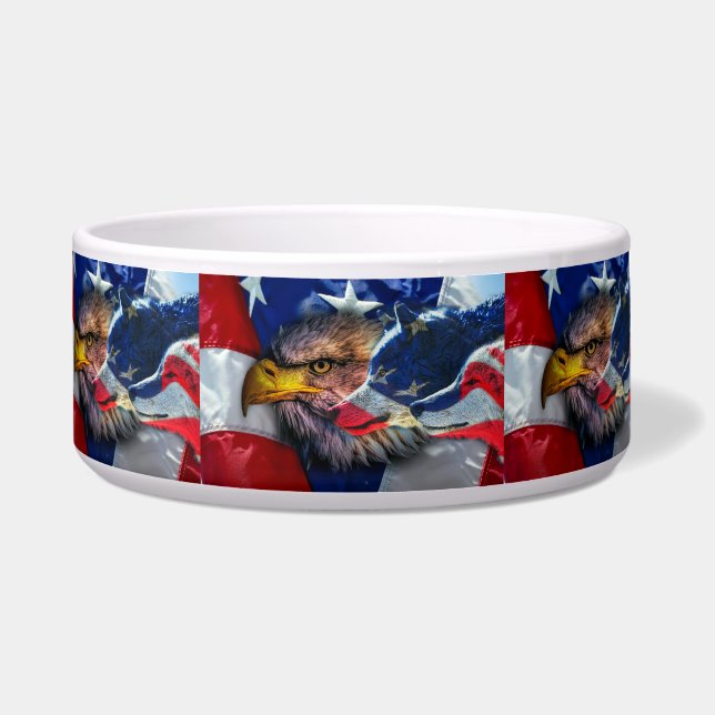 Tigela Bald Eagle Wolf American Flag (Frente)