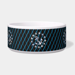 Tigela Bandeira de Iate Estilo Cromo Azul na Impressão de