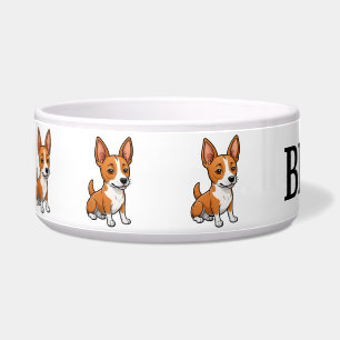 Tigela Basenji de desenho animado fofo personalizado