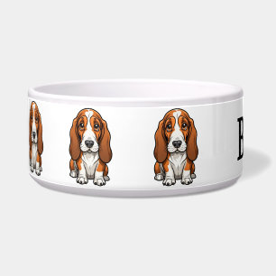 Tigela Basset Hound Cartoon Fofo Personalizado