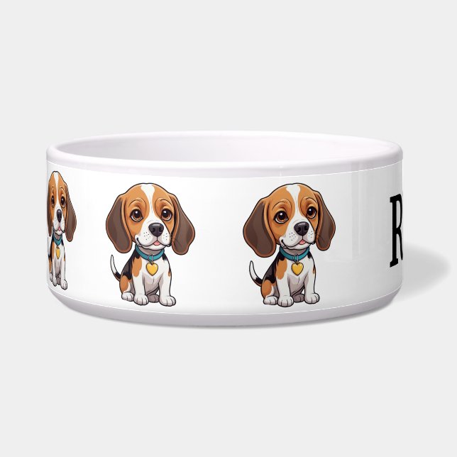 Tigela Beagle Fofo Personalizado (Esquerda)