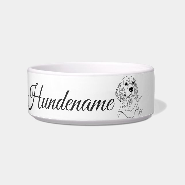 Tigela Beagle Line Art personalized bowl (Frente)