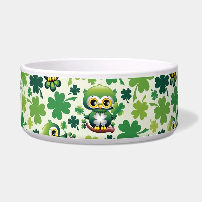 Tigela Bebê Coruja Fofo St Patrick Desenho Animado (Frente)