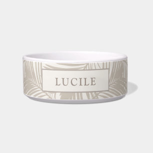 Tigela Beige e Tan Tropical Palm Leaf Pet Name