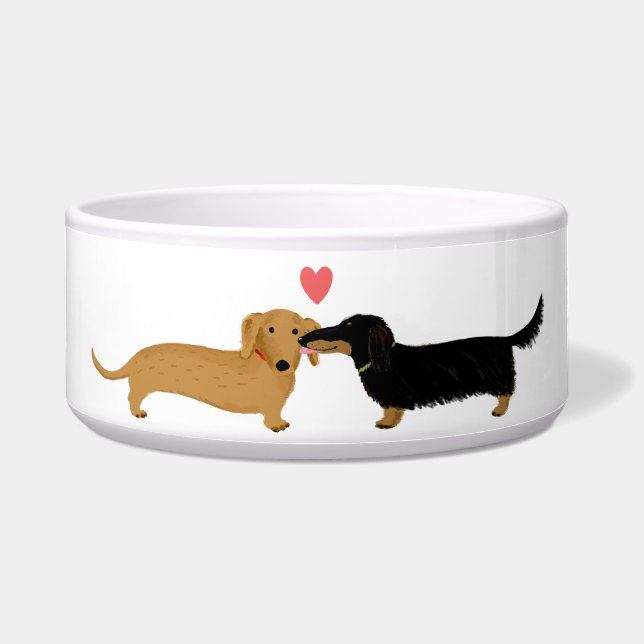 Tigela Beijo de Cachorro Dachshund com Coração (Frente)