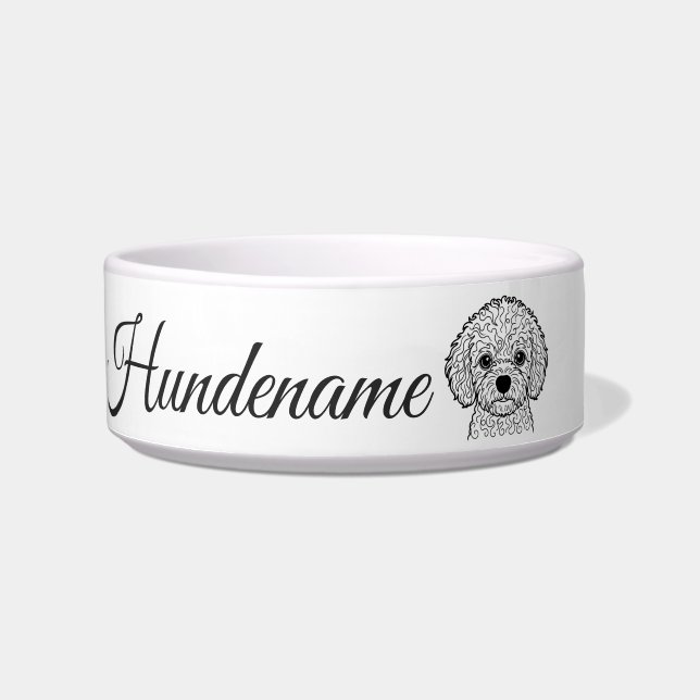 Tigela Bichon Frise Line Art personalized bowl (Frente)