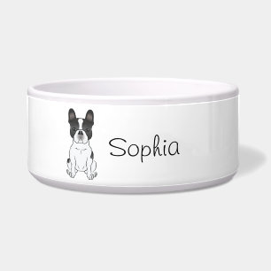 Tigela Black Piebald French Bulldog / Frenchie Dog & Name