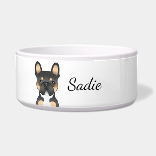 Tigela Black Tricolor French Bulldog Frenchie Dog & Name