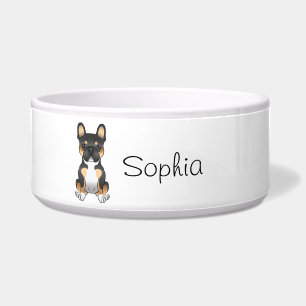 Tigela Black Tricolor French Bulldog Frenchie Dog & Name