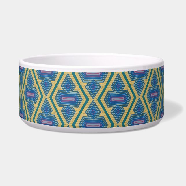 Tigela Blue and Yellow Pattern Ceramic Pet Bowl (Frente)