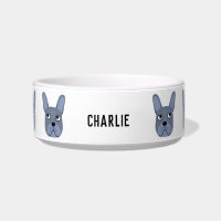 Blue French Bulldog Name Bowl