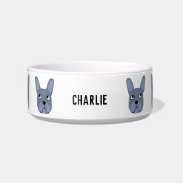Tigela Blue French Bulldog Name Bowl
