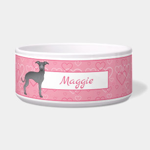 Tigela Blue Italian Greyhound Cute Dog On Pink Hearts