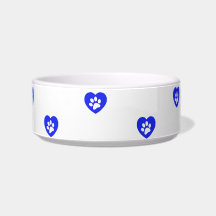 Blue Paw Print Heart Bowl