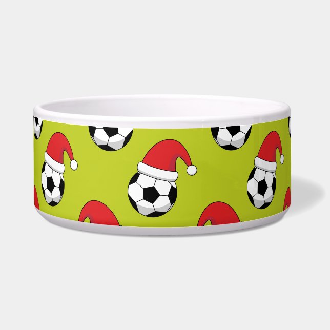 Tigela Bola de Futebol de Natal com padrão de chapéu de P (Frente)