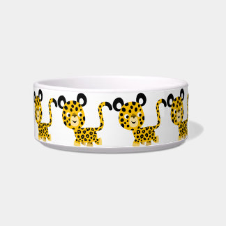 Tigela Bola de Gato Leopardo Sorrindo de Cartoon Bonito