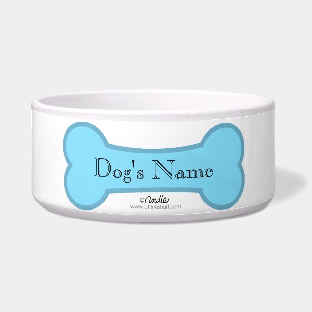 Tigela Boliche de Cachorro de Osso Azul (Frente)