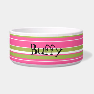 Tigela Boliche de Cachorro Personalizado, em Linhas Rosa