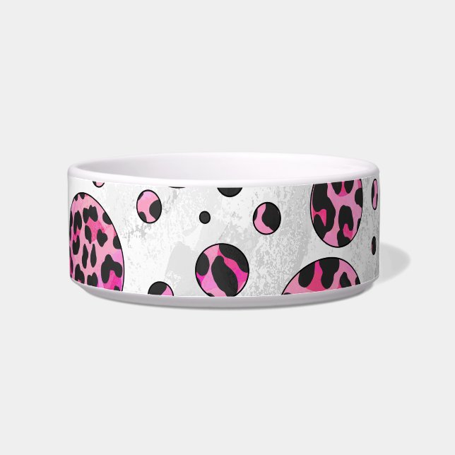 Tigela Bolinhas-leopardo-preto e Impressão cor-de-rosa-qu (Direita)