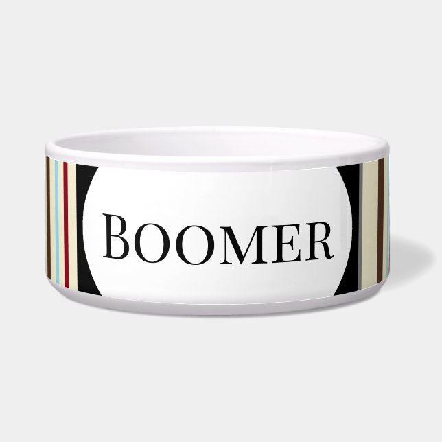 Tigela Bolsa de Comida de Cão w Design de Stripe - HAMbWG (Frente)