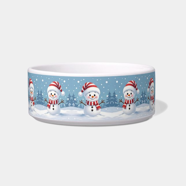 Tigela Boneco de neve fofo com cachecol e chapéu (Frente)