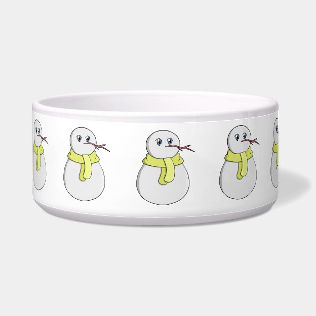 Tigela Boneco de neve vestindo um cachecol amarelo (Esquerda)