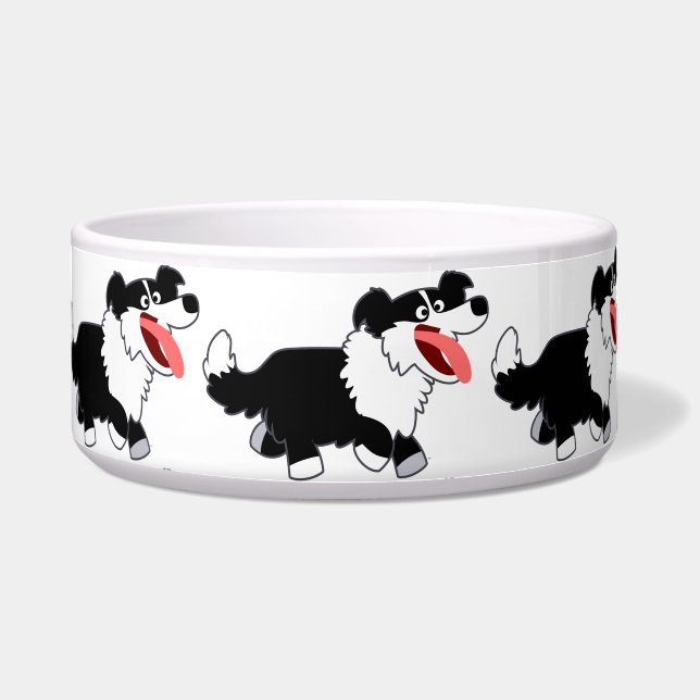 Tigela Bonita e Feliz Borda do Cartoon Collie Pet Bowl (Frente)