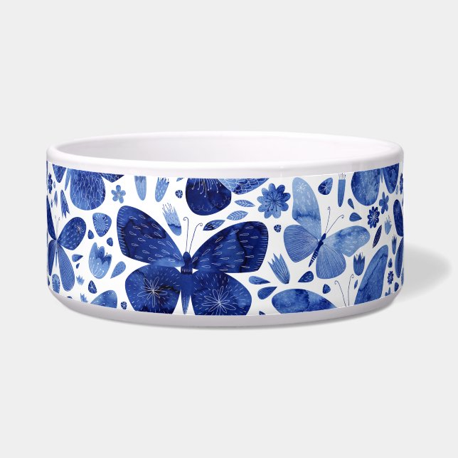 Tigela Borboletas Aquarela Azul Indigo (Frente)