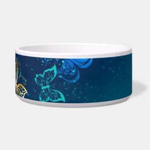 Tigela Borboletas de ouro em um fundo azul