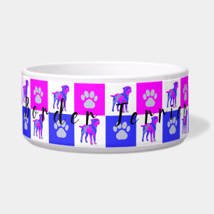 Tigela Borda Cachorro e Pata Quente Rosa e Azul