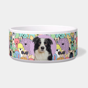 Tigela Borda Collie Personalizada Fotografia e Nome Dog B