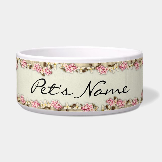 Tigela Borda Floral Personalizada de Gato ou Cão (Frente)