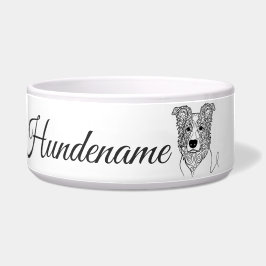 Tigela Border Collie Line Art personalized bowl
