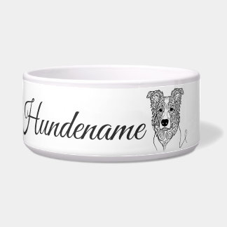 Tigela Border Collie Line Art personalized bowl