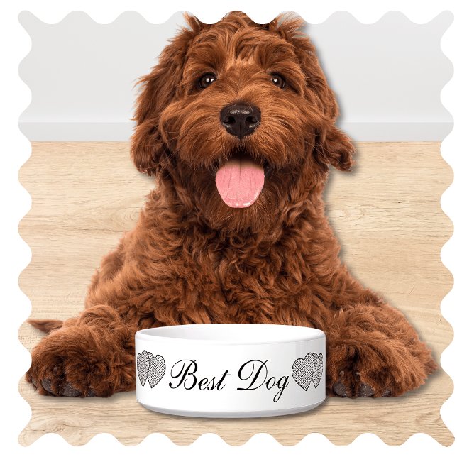 Tigela Bota do Cachorro Melhor (Best Dog of Honor Wedding Day Reception Pet Bowl. Cute Modern White with Elegant Script. )