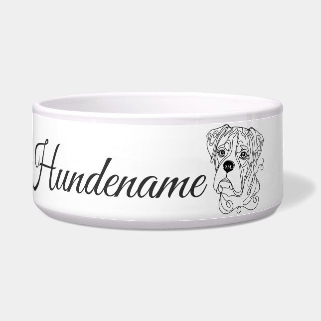 Tigela Boxer Minimalist Line Art personalized bowl (Frente)