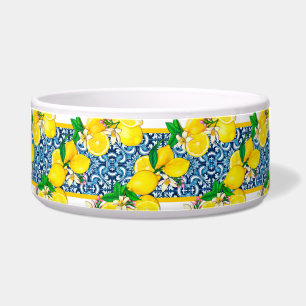 Tigela Bright Mediterranean Sicilian Azulejo Lemons Pet B