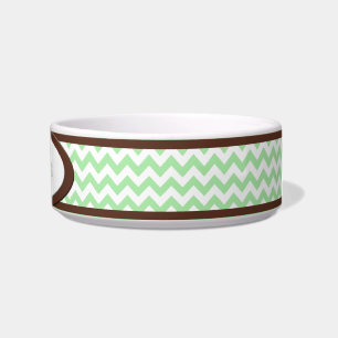 Tigela Brown & bacia personalizada Chevron verde do gato