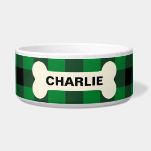 Tigela Búfalo Verde Cheque Cão - Nome Russo do Pet