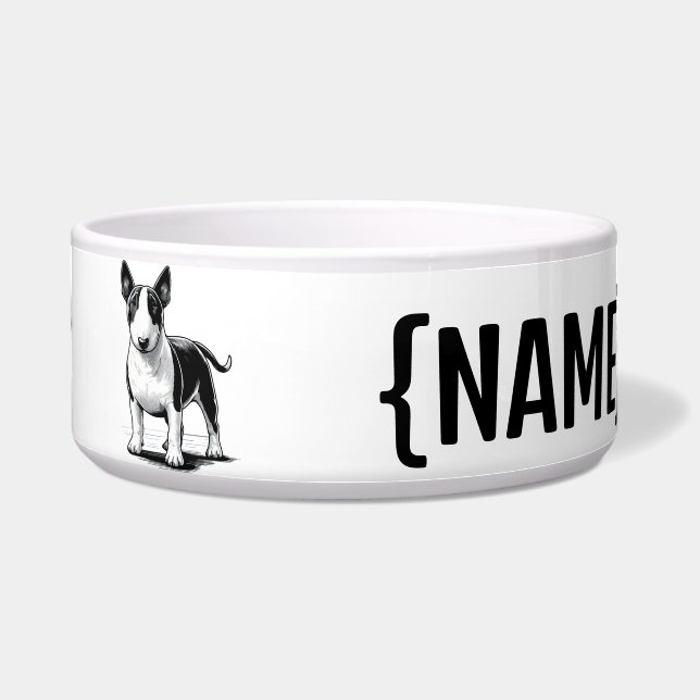 Tigela Bull Terrier com NAME Bowls (Frente)