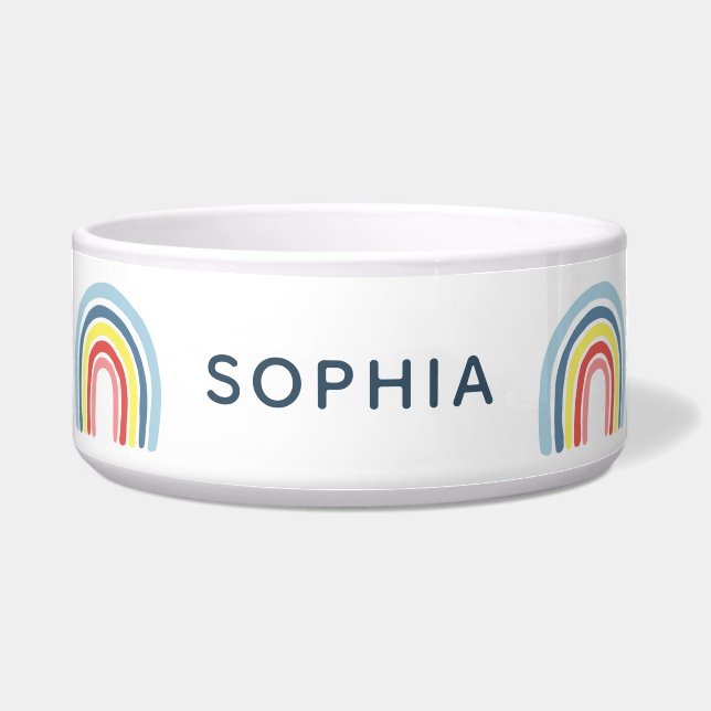 Tigela Cachorro Arco-Íris Bonito e Moderno (Frente)