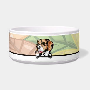 Tigela Cachorro Beagle Fofo Espiando, comida ou bebida