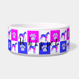 Tigela Cachorro-branco, rosa-quente e pata-azul