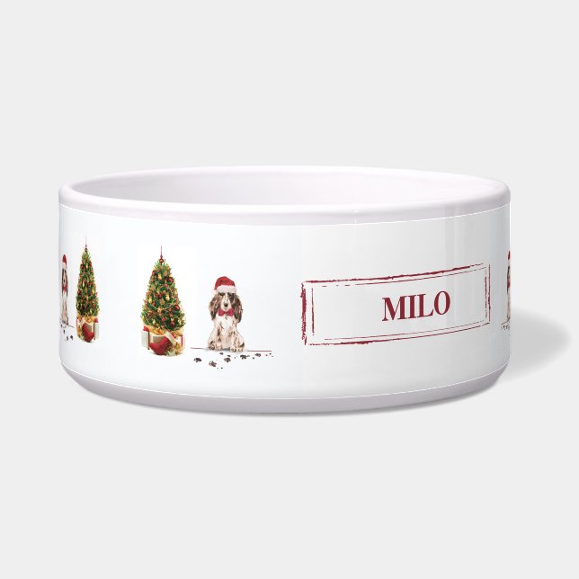 Tigela Cachorro Castanho Espanhol Engraçado Cachorro de N (Esquerda)