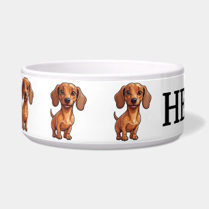 Tigela Cachorro Dachshund Cartoon Personalizável