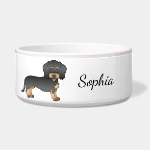 Tigela Cachorro Dachshund de Cabelo Fio Preto e Castanho