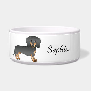 Tigela Cachorro Dachshund de Pelo Curto Preto e Castanho